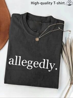 Allegedly. Graphic Crewneck T-Shirt - Black with White Print